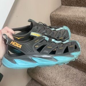 Hoka One Hopara Sandals (Womens 8.5) Gray Blue Hiking Water Shoes Slip On